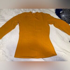 Vixen by Micheline Pitt Mustard Yellow Fitted Long Sleeve Top